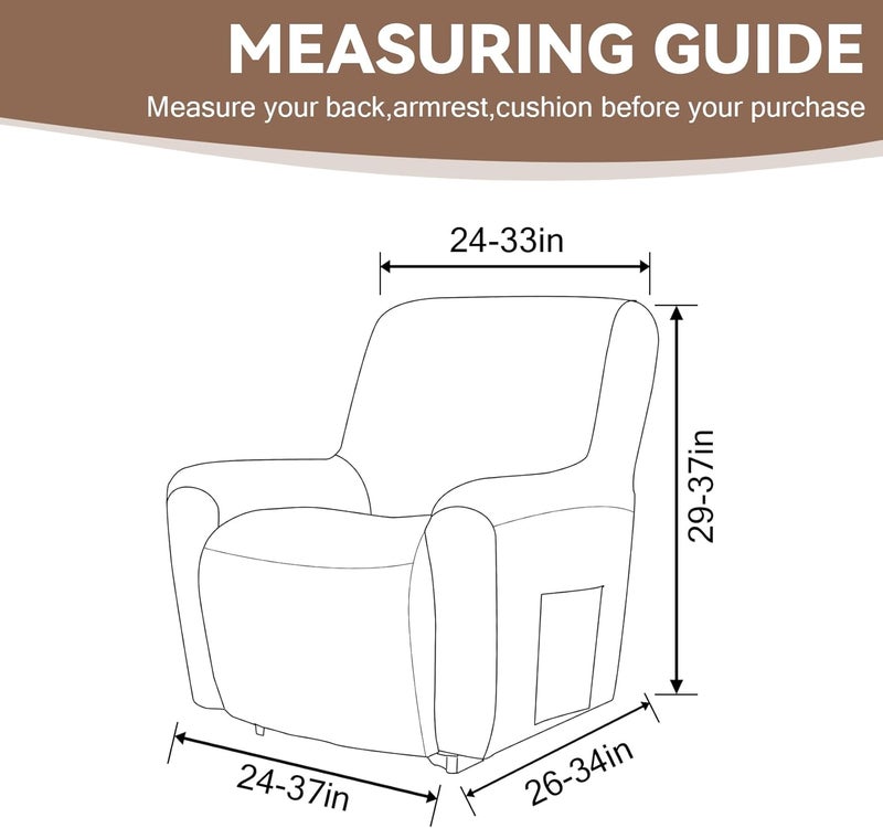 Cupuamon Recliner Chair Covers,Lazy Boy Recliner Covers Stretch Reclining Covers 1 Piece Furniture Protector with Elastic Bottom for Dog,Kids-Camel - Image 2