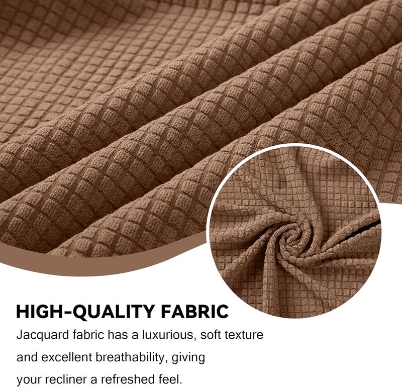 Cupuamon Recliner Chair Covers,Lazy Boy Recliner Covers Stretch Reclining Covers 1 Piece Furniture Protector with Elastic Bottom for Dog,Kids-Camel - Image 3