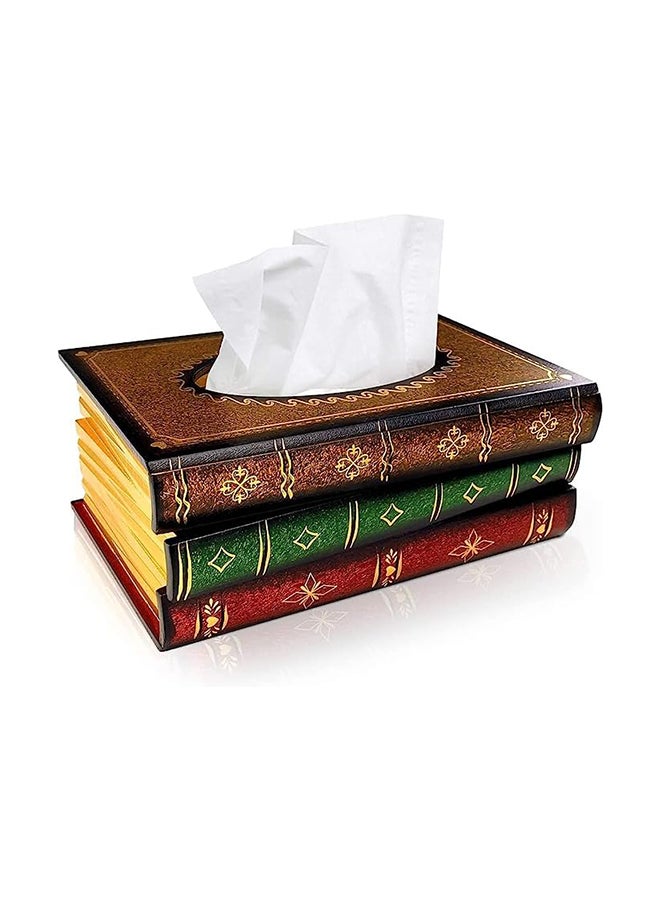 Hometaste Book Shaped Napkin Holder Wooden Tissue Box White Tissue Case Napkin Holder Stylish Tissue Box Decorative Tissue Box Dispenser Paper Box Modern Organizer Facial Tissue Holder (Brown)
