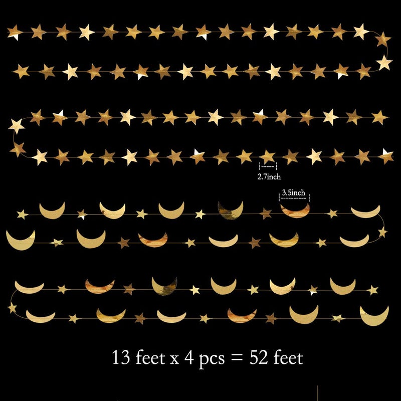 Decor365 Gold Star Moon Garland Decorations Hanging Garands Streamers Banner Backdrop Twinkle Little Star Party Decoration First Birthday Baby Shower Wedding Kids Room Ramadan EID Graduation Decor - Image 5
