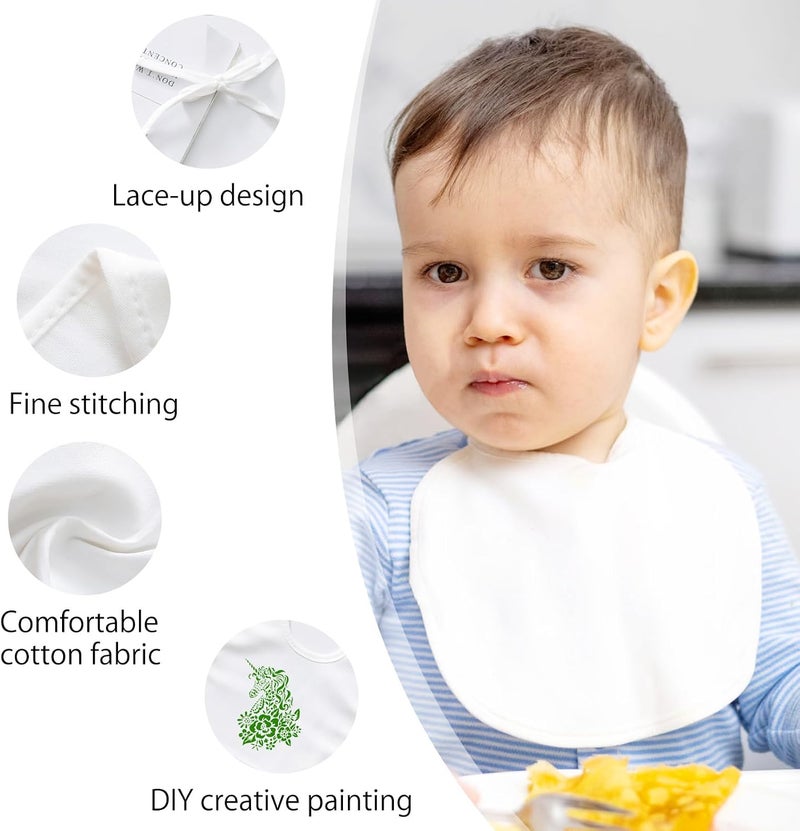DAWRIS 12 Pcs Baby Bibs White Bibs Cotton Newborn Bibs with Ties Waterproof Bibs for Babies Bibs for Painting Drool Bib for Boy Girl Babies 18 * 18CM - Image 3
