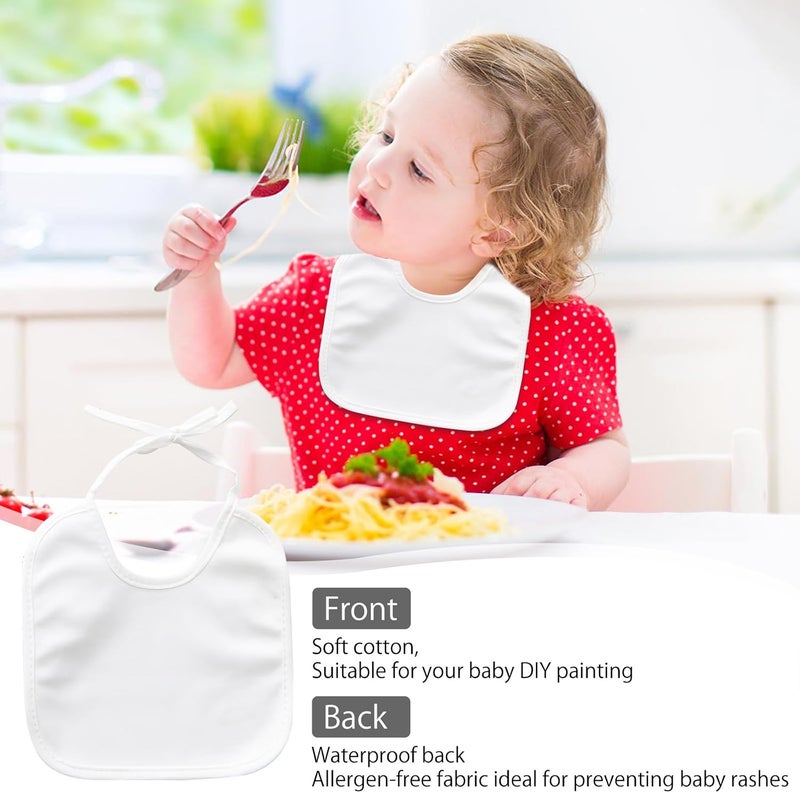 DAWRIS 12 Pcs Baby Bibs White Bibs Cotton Newborn Bibs with Ties Waterproof Bibs for Babies Bibs for Painting Drool Bib for Boy Girl Babies 18 * 18CM - Image 4