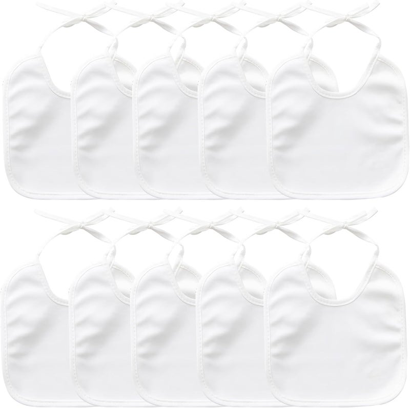 DAWRIS 12 Pcs Baby Bibs White Bibs Cotton Newborn Bibs with Ties Waterproof Bibs for Babies Bibs for Painting Drool Bib for Boy Girl Babies 18 * 18CM - Image 1