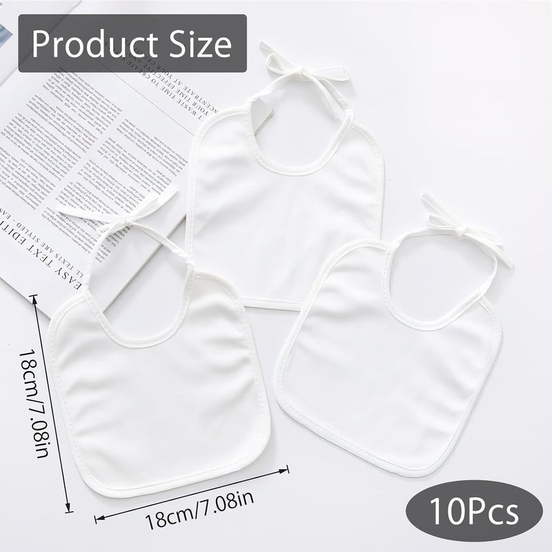 DAWRIS 12 Pcs Baby Bibs White Bibs Cotton Newborn Bibs with Ties Waterproof Bibs for Babies Bibs for Painting Drool Bib for Boy Girl Babies 18 * 18CM - Image 2
