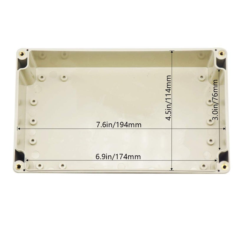 Zulkit Junction Box ABS Plastic Dustproof Waterproof IP65 Universal Electrical Boxes Project Enclosure Gray 7.9 x 4.7 x 2.95 inch (200 x 120 x 75 mm) - Image 5