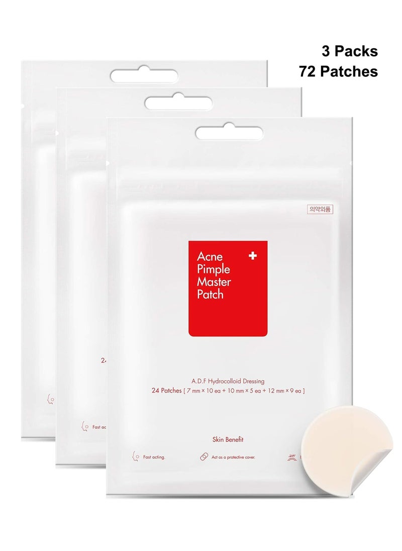 Generic Acne Pimple Patch Absorbing Hydrocolloid Spot Treatment Fast Healing, Blemish Cover（3Packs，72-Patches）  - Image 1