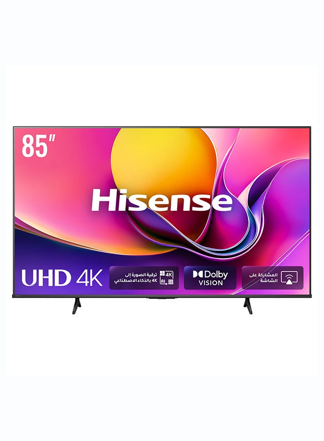 هايسنس تلفاز سمارت 85 بوصة من هايسنس UHD 4K E6Q - رؤية دولبي، معزز 4K بالذكاء الاصطناعي، شريط الألعاب، حركة سلسة مع MEMC، وضع الرياضة بالذكاء الاصطناعي، التحكم الصوتي، مشاركة إلى التلفاز، يوتيوب، نتفليكس، ديزني+، شاهد 85E6Q (نسخة الإمارات 2025) - Image 1