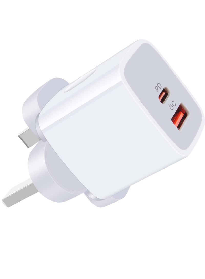 Galaxy A13/A12/A23/A52s/A32/A33/A22/Z Fold 4/Z Flip 4 USB C Charger Plug,20W Dual Ports PD & QC 3.0 Mains Wall Charger Plug,Type C Plug Fast Charging Power Adapter With Samsung Galaxy A13,iPhone12/13 - Image 1