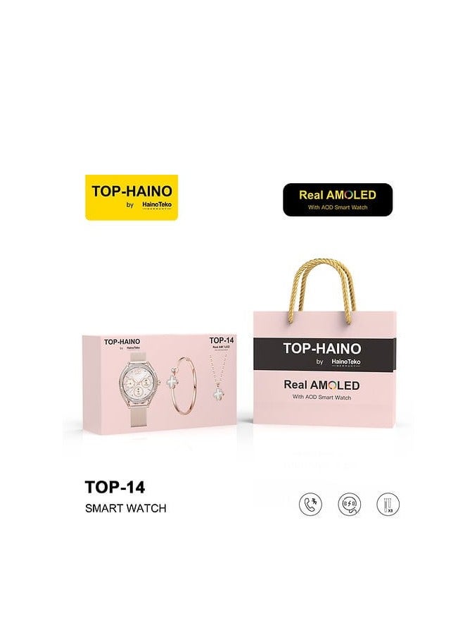 Haino Teko box from Haino Teko Top 14 smart watches + bracelet + chain, pink color - Image 3