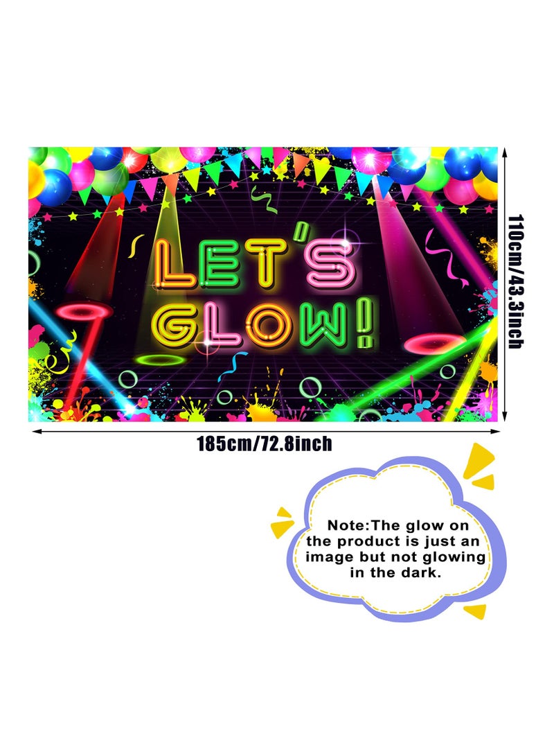 SYOSI Birthday Party Background, Neon Party Backdrop Glow Themed Background Neon Fabric Backdrop Let Glow Party Neon Themed Birthday Party for Neon Themed Party Birthday Party(5.9 inches x 3.9 inches) - Image 4