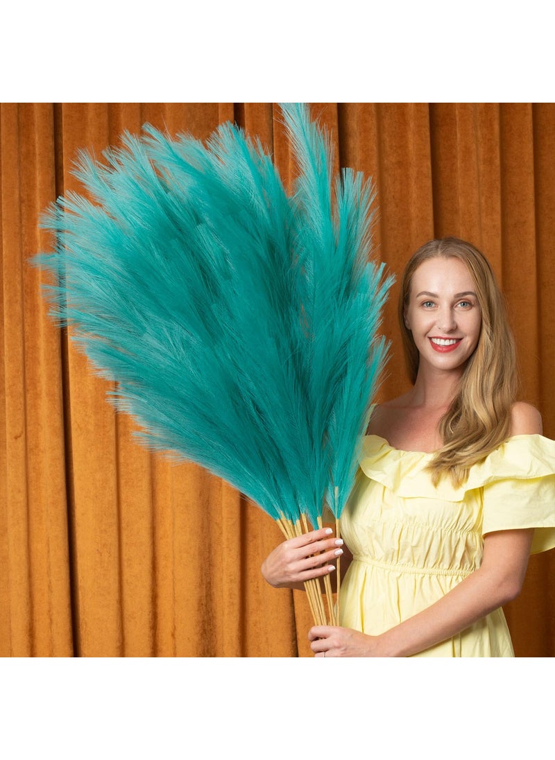 EVODIS Pampas Grass Decor Tall 43110cm Faux Pampas Grass 6 Stems Large Pompass Grass Branches Tall Bulk Boho Flower Arrangement for Home Room Wedding Party Decor Green 