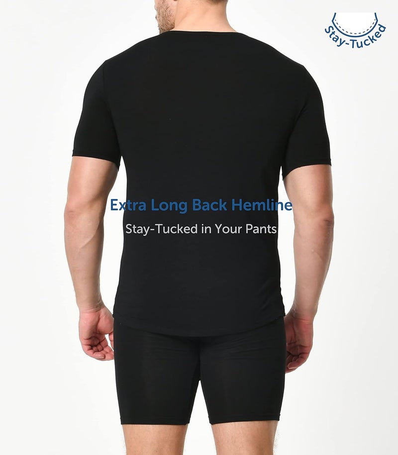 Comfneat Men's 3-Pack Undershirts Stretchy Cotton Spandex T-Shirts V-Neck Shirts for Men - Image 3
