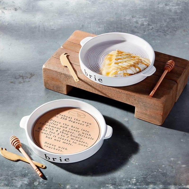 MudPie Brie Baker and Utensil Set, White, 1 1/4" x 9 1/4" dia - Image 2