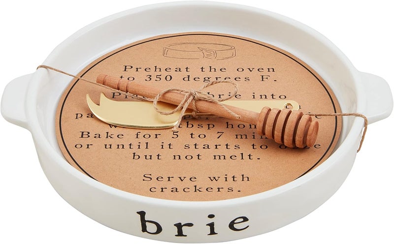 MudPie Brie Baker and Utensil Set, White, 1 1/4" x 9 1/4" dia - Image 1