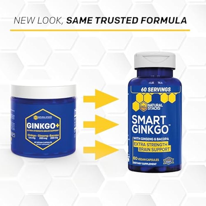 NATURAL STACKS Ginkgo Biloba Supplement with 200mg Panax Ginseng & 200mg Bacopa Monnieri - Brain Supplements for Memory and Focus - Korean Ginseng for Brain Health Support - 60 Ginkgo Biloba Capsules - Image 4