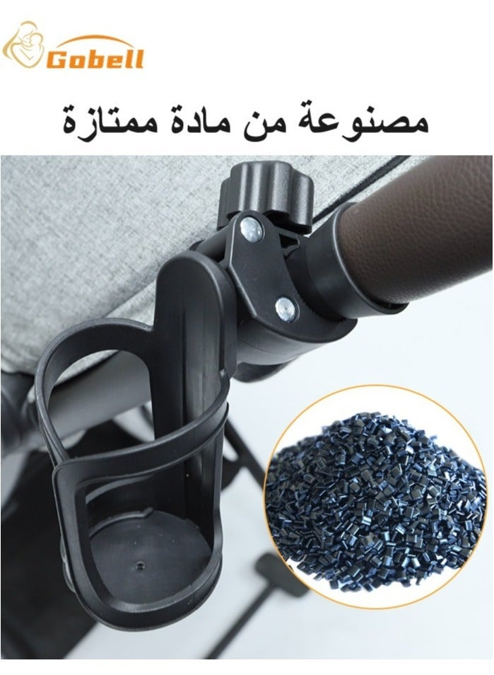 جوبل Gobell حامل أكواب لعربة الأطفال وحامل زجاجات للدراجة، قابل للتمدد، بدون براغي، أسود، قطعة واحدة - Image 5