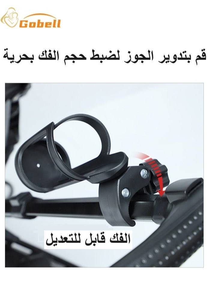 جوبل Gobell حامل أكواب لعربة الأطفال وحامل زجاجات للدراجة، قابل للتمدد، بدون براغي، أسود، قطعة واحدة - Image 4