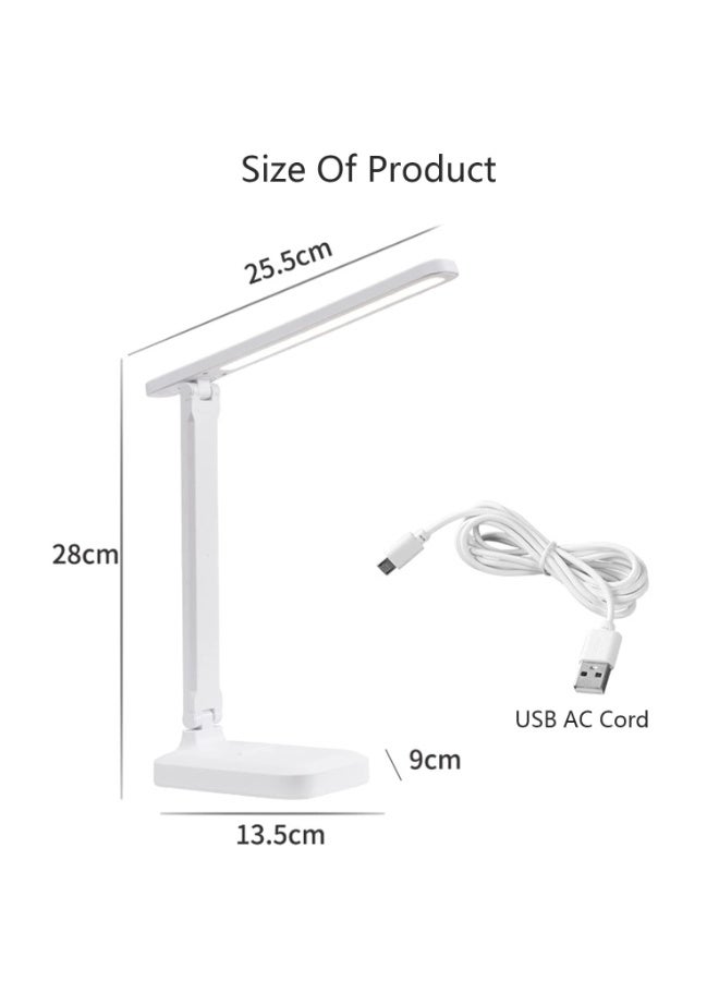 LED Desk Lamp, Rechargeable Eye-Caring Table Light with Touch Control and USB Charging Port, White - Image 2