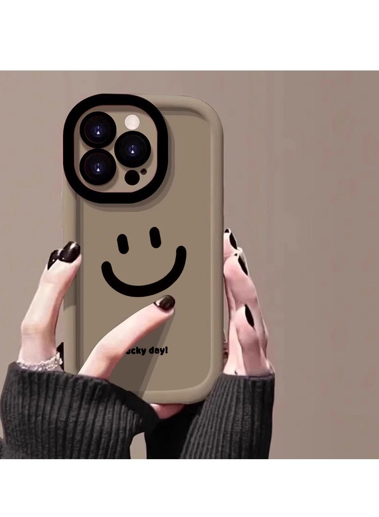 NIBEMINENT Lucky Smiley Protective TPU Case Cover For iPhone 14 Plus, Tea Color