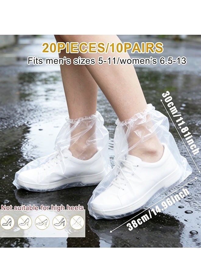 10Pairs Disposable Waterproof Shoe Covers Non Slip PE Boot Covers - Image 2