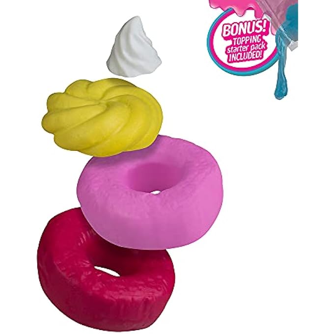 Orb Factory The 35774 Slimi Cafe Squishie Donut Stack Starter Pack with Hole-Ties for Creating Squezze Pastry Toys for Ages 8 and up, Pink/Yellow - Image 2