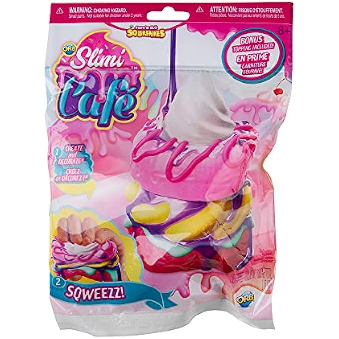 Orb Factory The 35774 Slimi Cafe Squishie Donut Stack Starter Pack with Hole-Ties for Creating Squezze Pastry Toys for Ages 8 and up, Pink/Yellow - Image 1