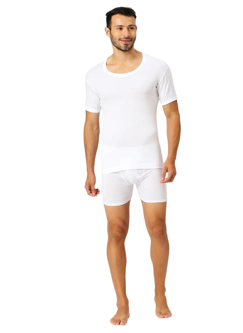 AMPM MEN'S ROUND NECK COTTON UNDERSHIRT (PACK OF 3) - WHITE