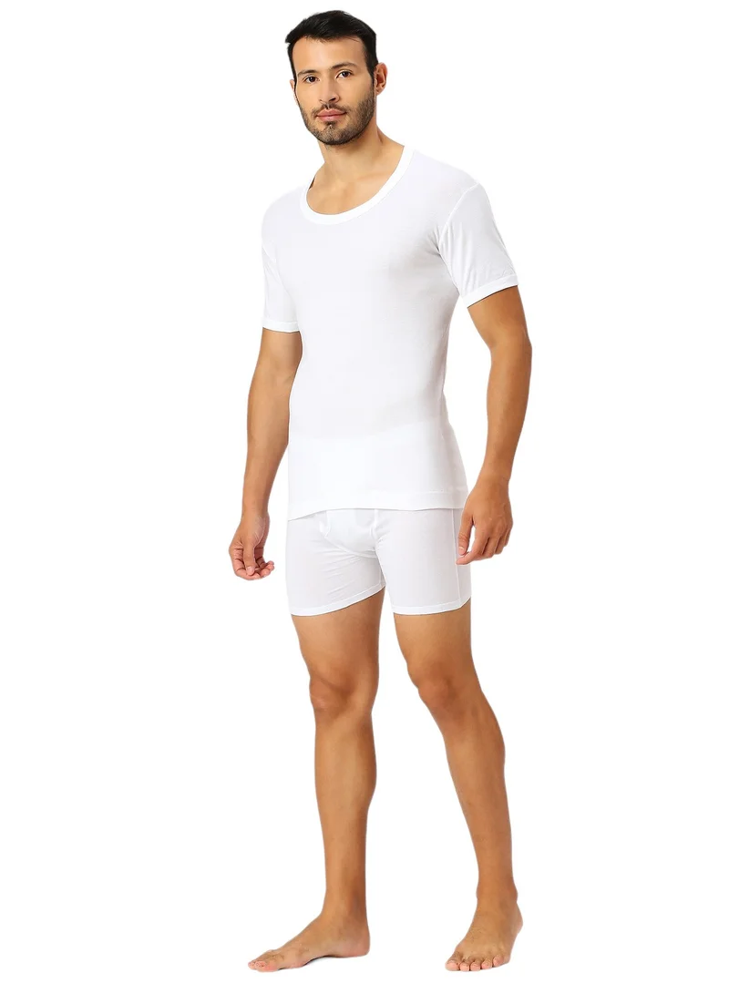 AMPM MEN'S ROUND NECK COTTON UNDERSHIRT (PACK OF 3) - WHITE