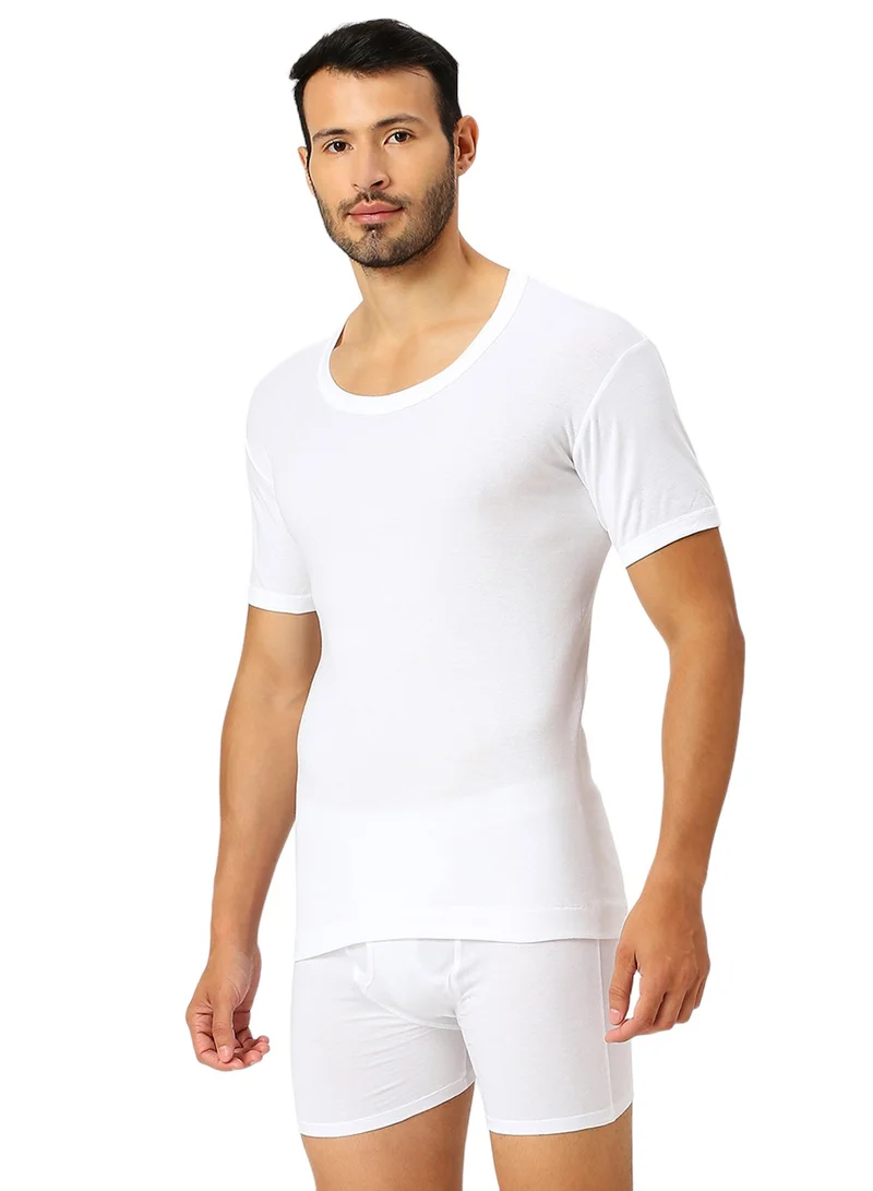 AMPM MEN'S ROUND NECK COTTON UNDERSHIRT (PACK OF 3) - WHITE