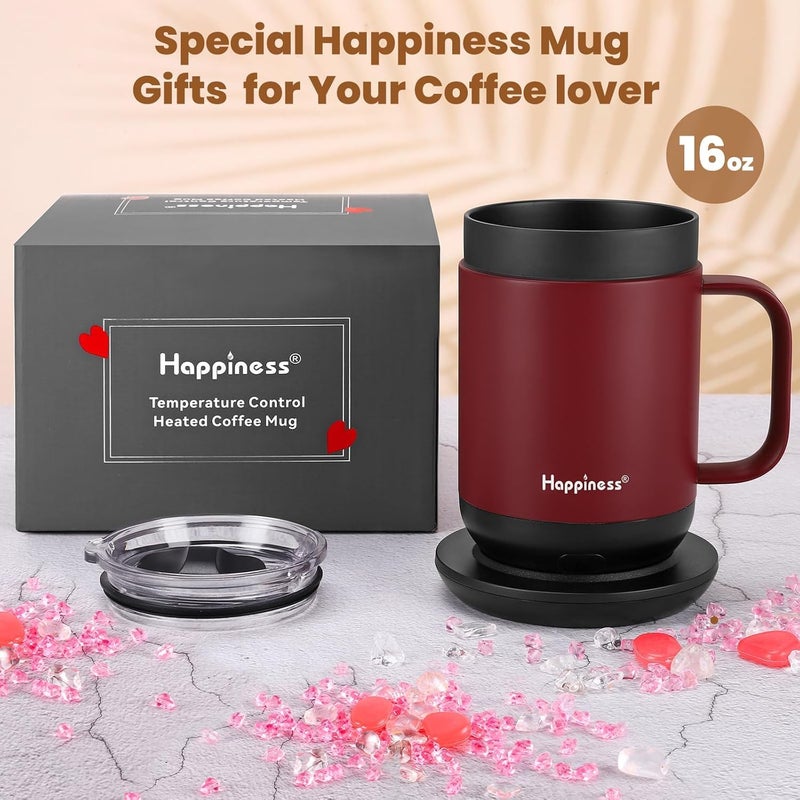 Happiness Smart Heated Coffee Mug,16oz Rechargeable Electric Self Heating Temperature Control Coffee Cup - Image 4