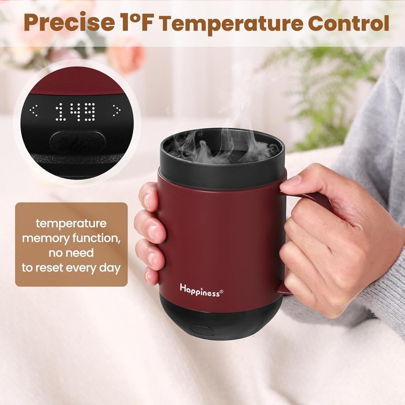 Happiness Smart Heated Coffee Mug,16oz Rechargeable Electric Self Heating Temperature Control Coffee Cup - Image 2