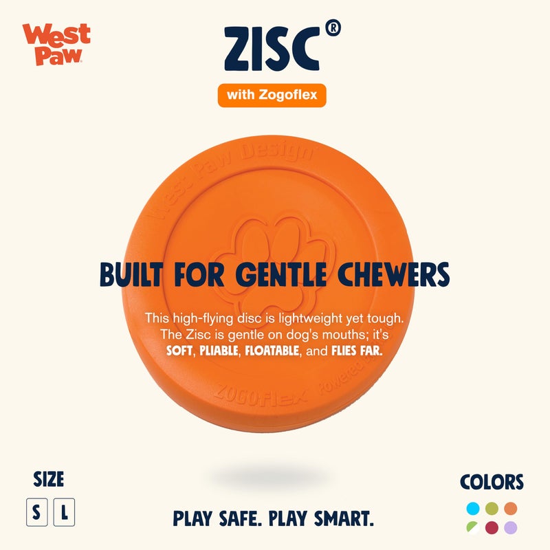 West Paw Zogoflex Zisc Dog Flying Disc, High Flying Aerodynamic Disc for Dogs Puppy â€“ Lightweight, Floatable Disc for Fetch, Tug of War, Catch, Play â€“ Doubles as Food/Water Bowl, Large 8.5", Tangerine - Image 2