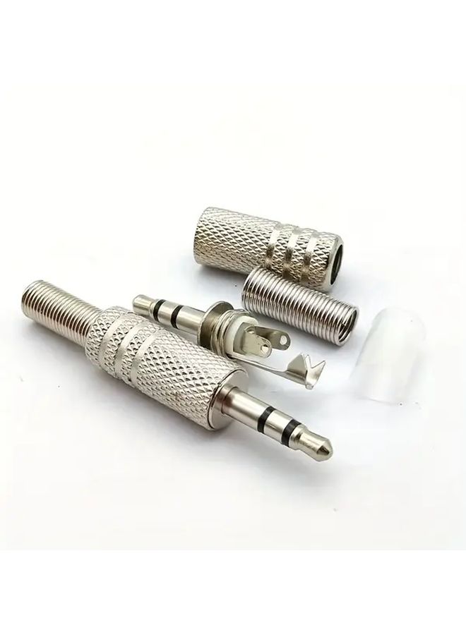 Nickel Plated 3.5mm Stereo Audio Jack Plugs 2 Pcs Headphone Connector - Image 1