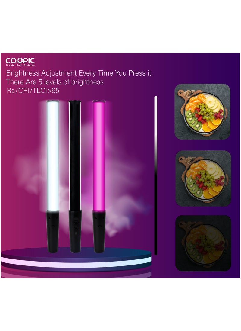 Coopic COOPIC RGB D6 Photography LED Light Wand 120° angle, 8w,800lm,2500K-10000K Dimmable Brightness,8 Special Lighting Effects with Type-C cable Used for Studio Photography Party Live Streaming Selfie  - Image 3