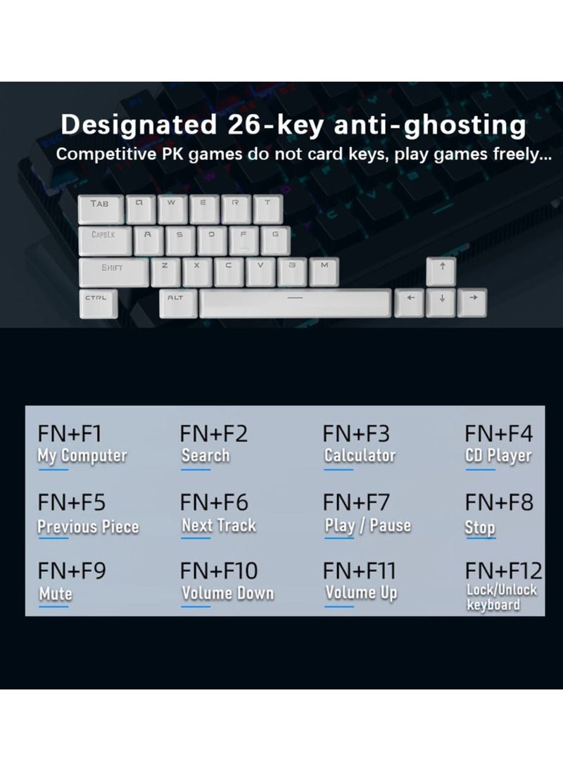 104 Keys Mechanical Keyboard USB Wired LED Backlight Suspension Keycap 26-Key Roll-Over Anti-Ghosting Blue Switch Gaming Keyboard for Gaming Typing Office Green