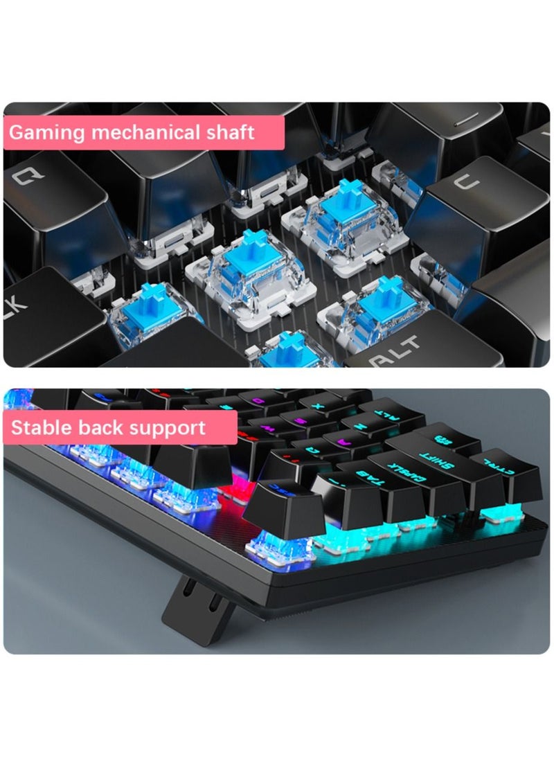 104 Keys Mechanical Keyboard USB Wired LED Backlight Suspension Keycap 26-Key Roll-Over Anti-Ghosting Blue Switch Gaming Keyboard for Gaming Typing Office Green