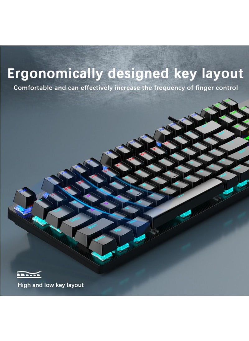 104 Keys Mechanical Keyboard USB Wired LED Backlight Suspension Keycap 26-Key Roll-Over Anti-Ghosting Blue Switch Gaming Keyboard for Gaming Typing Office Green