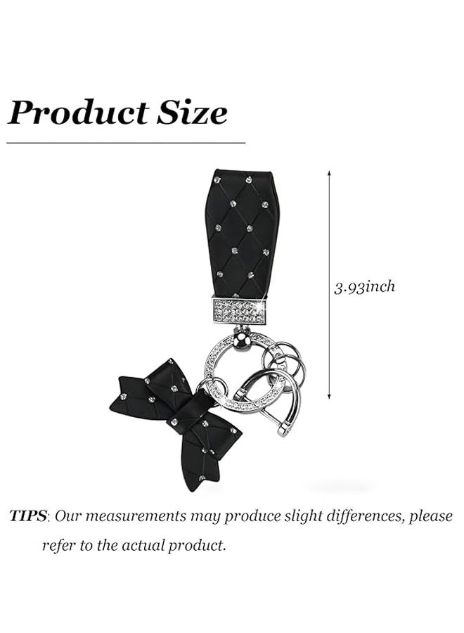 2PCS Leather Keychain Wristlet Cute Bow Keychian Car Keys Accessories Bling Purse Charms Bag Charms Gifts for Women - Image 2