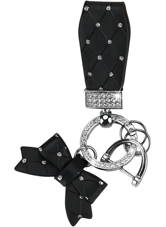 2PCS Leather Keychain Wristlet Cute Bow Keychian Car Keys Accessories Bling Purse Charms Bag Charms Gifts for Women - Image 1