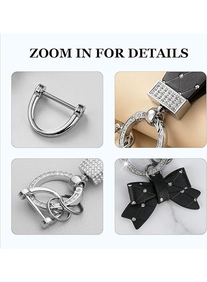 2PCS Leather Keychain Wristlet Cute Bow Keychian Car Keys Accessories Bling Purse Charms Bag Charms Gifts for Women - Image 4