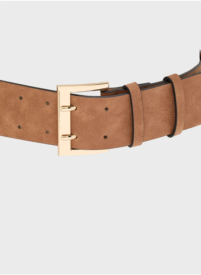 ايلا ليمتد اديشن Wide Belt With Gold Buckle