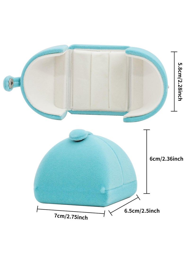 KASTWAVE Earrings Brooches Pins Rings Box, Rings Box,Jewelry Travel Case, Double Openings and Button Locks Ring Display Holder, for Proposal Engagement Wedding Ceremony (Blue) - Image 3