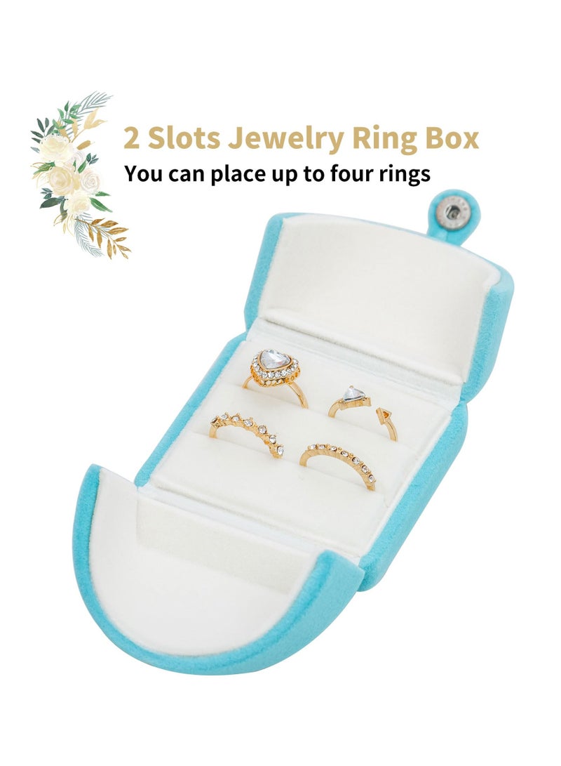 KASTWAVE Earrings Brooches Pins Rings Box, Rings Box,Jewelry Travel Case, Double Openings and Button Locks Ring Display Holder, for Proposal Engagement Wedding Ceremony (Blue) - Image 4