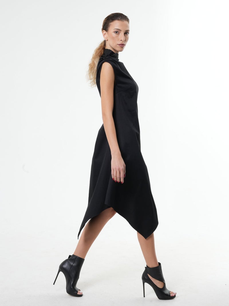 Metamorphoza Elegant Satin Cotton Black Dress - Image 4