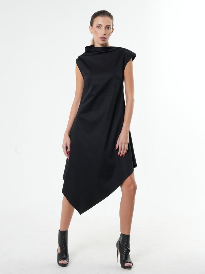 Metamorphoza Elegant Satin Cotton Black Dress - Image 1
