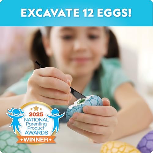 Blue Marble Easter Eggscavation Dig Kit 12 Easter Egg Dig Bricks with Real Gemstones Glow in The Dark Dinosaur Figures Includes Dig Tools Egg Hunt or Dig Party Activity Easter Basket Stuffers - Image 5