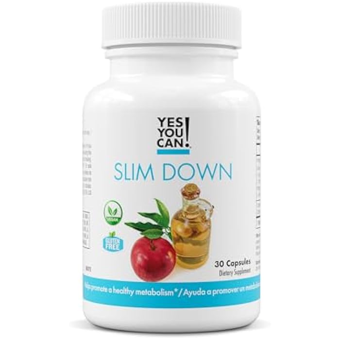 Yes You Can! Slim Down Dietary Supplements - with African Mango, L-Carnitine, Apple Cider Vinegar, Green Tea Extract, and Caffeine derived from Guarana Seed Extract, 30 Capsules/1 Month Supply - Image 1