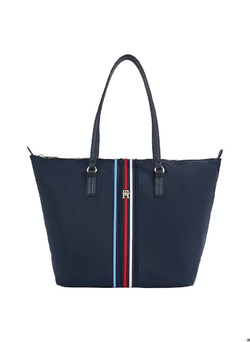 TOMMY HILFIGER - Women's Signature Th Monogram Small Tote -  Recycled nylon, Blue - Image 1