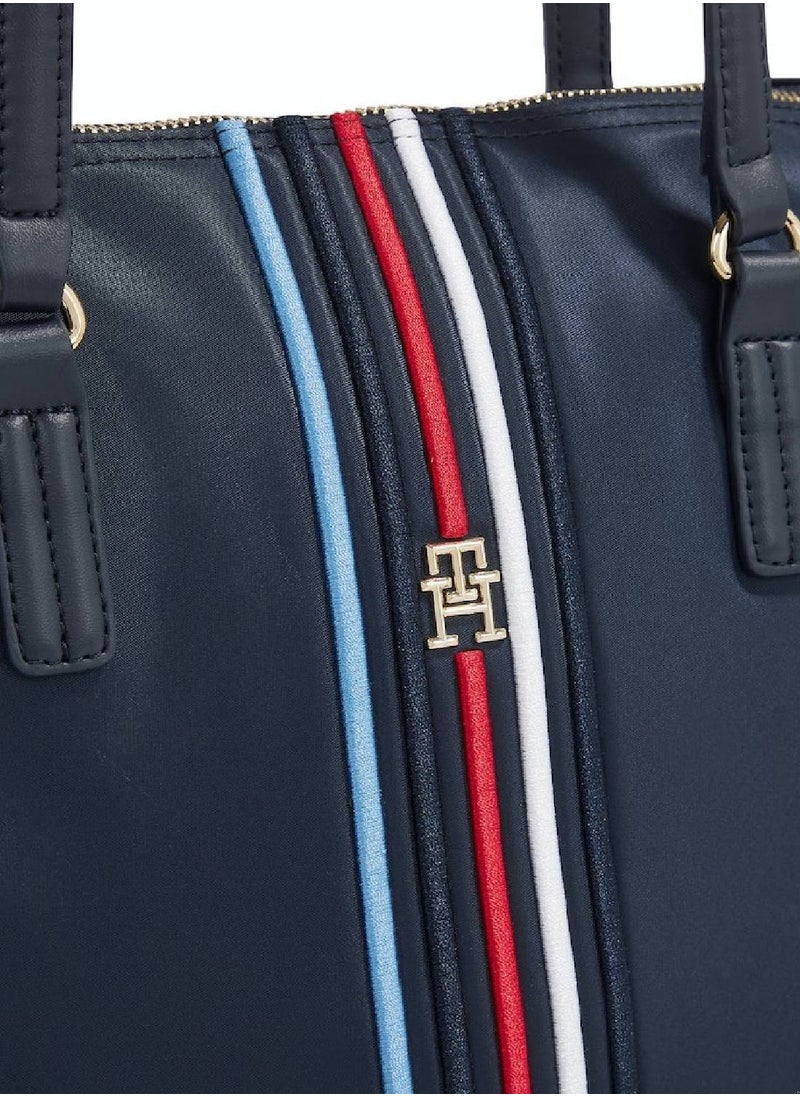 TOMMY HILFIGER - Women's Signature Th Monogram Small Tote -  Recycled nylon, Blue - Image 1