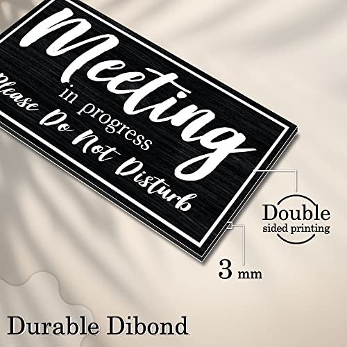 DIMARONGTON Meeting in Progress Door Sign, 10x5 Dibond Do Not Disturb, Hanging Welcome Please Knock Sign for Door - Image 4